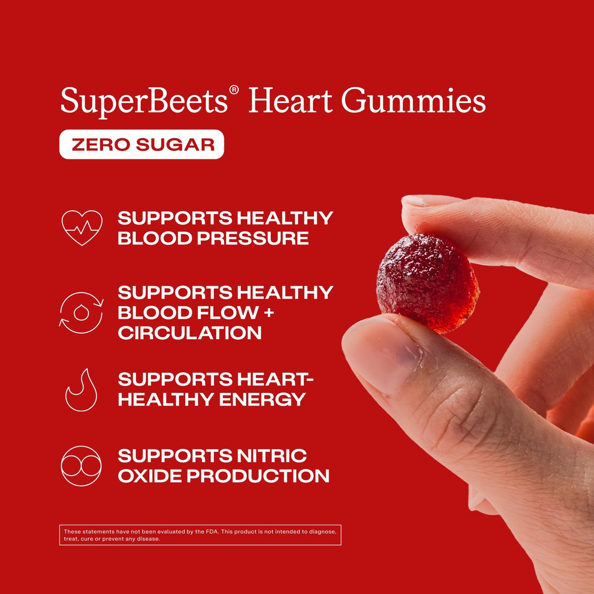 humanN SuperBeets Herz-Gummis ohne Zucker - Rote-Bete-Gummis mit Energieunterstützung, Traubenkernextrakt & Rote-Bete-Pulver - 60 Stück