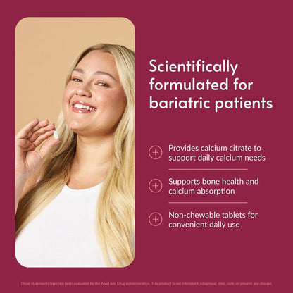 Bariatric Advantage Calciumcitrat 600 mg ohne Kautabletten – für bariatrische Chirurgie-Patienten – mit Vitamin D3 – Mineralstoffpräparat – 180 Tabletten