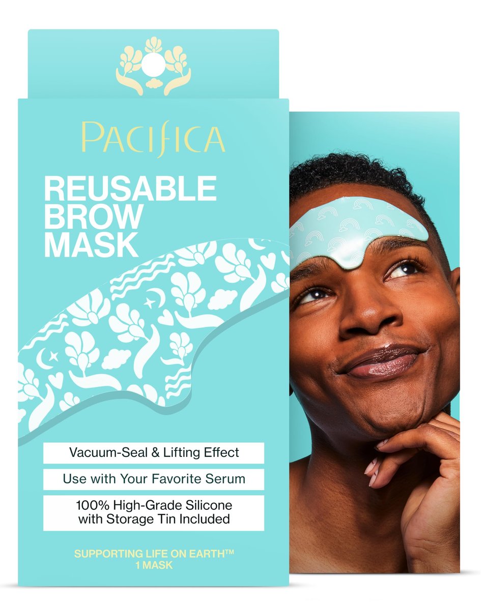 Pacifica Wiederverwendbare Augenbrauen-Maske – 100% Silikon-Stirnfaltenpflaster für Augenbrauenlifting, Anti-Falten-Pad glättet Zornesfalten, vegan, duftfrei, 1 Stück
