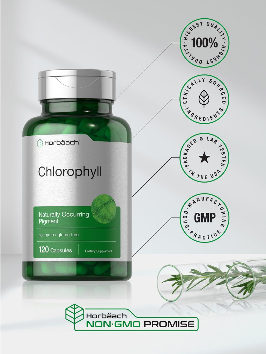 Horbäach Chlorophyll Kapseln | 120 Stück | mit Kupfer | Nicht-GMO & Glutenfrei