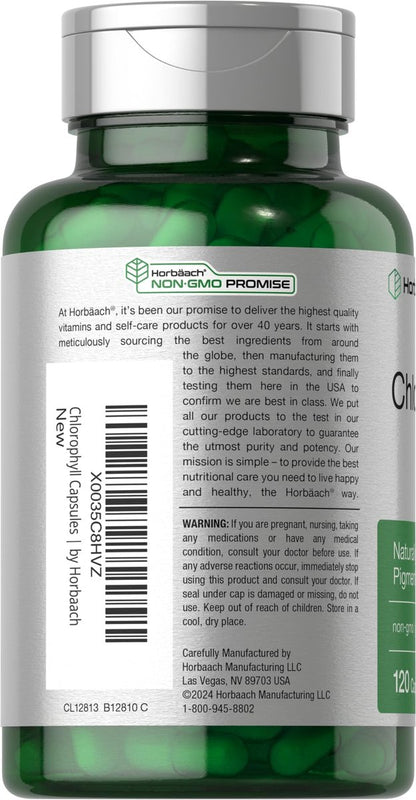 Horbäach Chlorophyll Kapseln | 120 Stück | mit Kupfer | Nicht-GMO & Glutenfrei