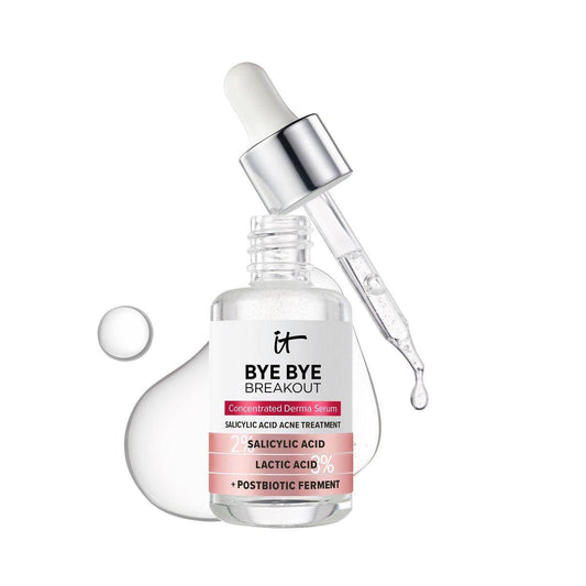 IT Cosmetics Bye Bye Breakout Akne Behandlung Gesichtsserum – Mit 2% Salicylsäure & 3% Milchsäure – Reduziert Pickel in 3 Tagen & mildert Post-Akne-Flecken in 8 Wochen – 30 ml