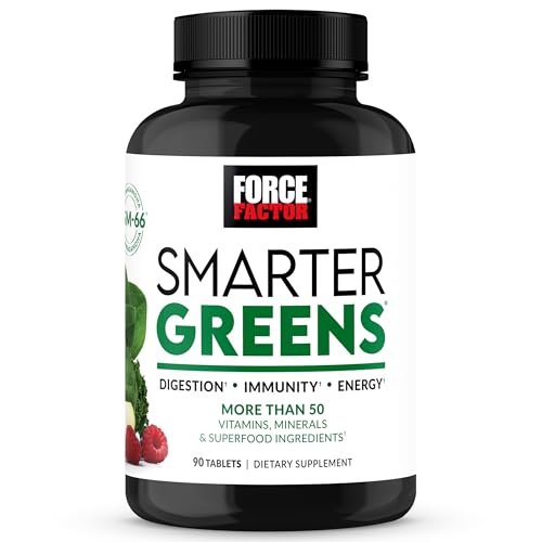 Force Factor Smarter Greens Tabletten – 25+ Superfoods & Antioxidantien für Verdauung, Immunität & Stoffwechsel, 90 Tabletten