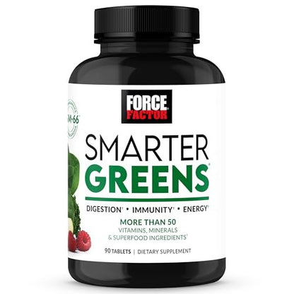 Force Factor Smarter Greens Tabletten – 25+ Superfoods & Antioxidantien für Verdauung, Immunität & Stoffwechsel, 90 Tabletten