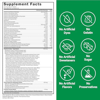 Force Factor Smarter Greens Tabletten – 25+ Superfoods & Antioxidantien für Verdauung, Immunität & Stoffwechsel, 90 Tabletten
