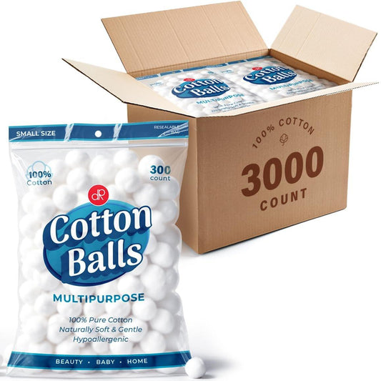DecorRack 3000 Mini-Wattebällchen im Großpack – 100% natürliche Baumwolle, weich & saugfähig, ideal für Make-up-Entfernung, Nagellackentfernung, Lotion- und Puderauftrag (3000 Stück)