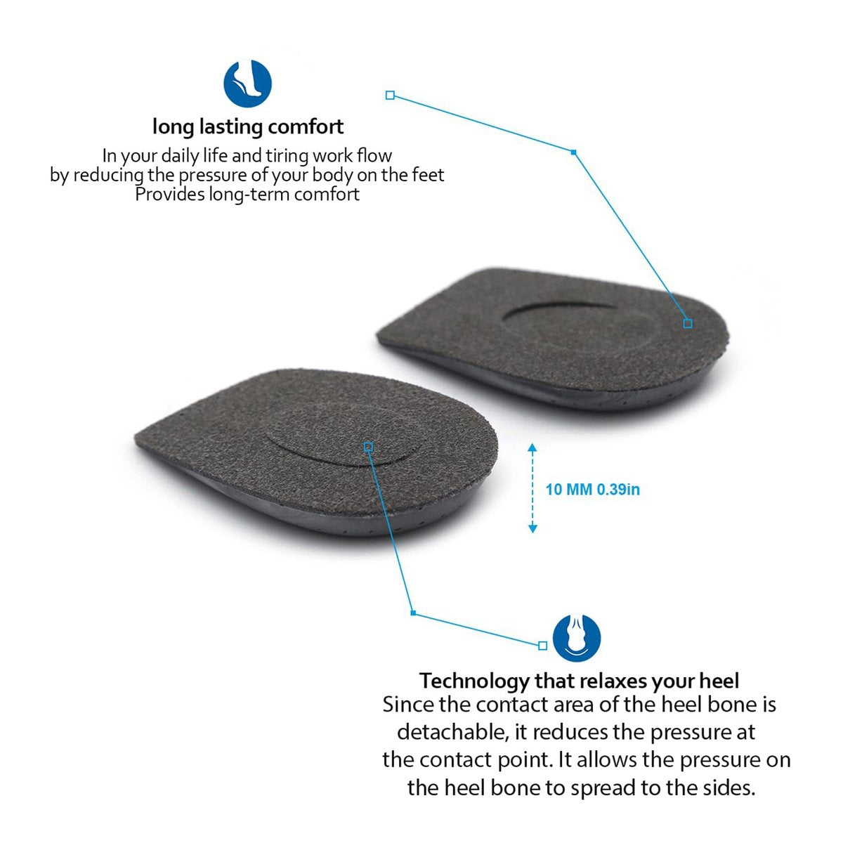 Orthopädische Fersenstützen gegen Fersenschmerzen – Fersenkissen für Plantarfasziitis & Fersensporn – Stoßdämpfende Einlagen für Damen & Herren (Groß, Grau)