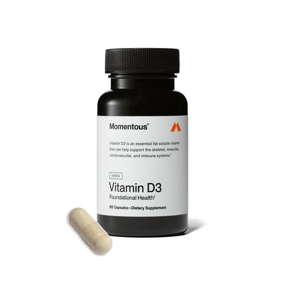 Momentous Vitamin D3 Kapseln - 5.000 IE, 60 Kapseln, für allgemeine Gesundheitsunterstützung, NSF-zertifiziert für Sport, glutenfrei