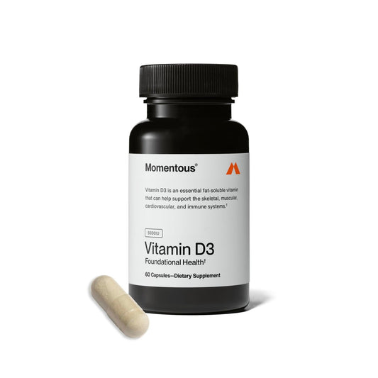 Momentous Vitamin D3 Kapseln - 5.000 IE, 60 Kapseln, für allgemeine Gesundheitsunterstützung, NSF-zertifiziert für Sport, glutenfrei