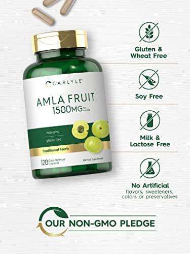 Carlyle Amla Kapseln 1500mg | 120 Stück | Amalaki-Frucht | Pflanzlicher Extrakt | Non-GMO & Glutenfrei