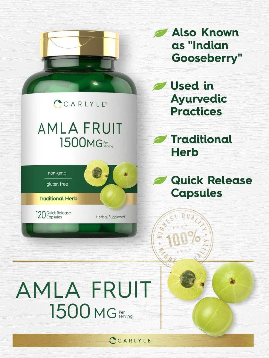 Carlyle Amla Kapseln 1500mg | 120 Stück | Amalaki-Frucht | Pflanzlicher Extrakt | Non-GMO & Glutenfrei