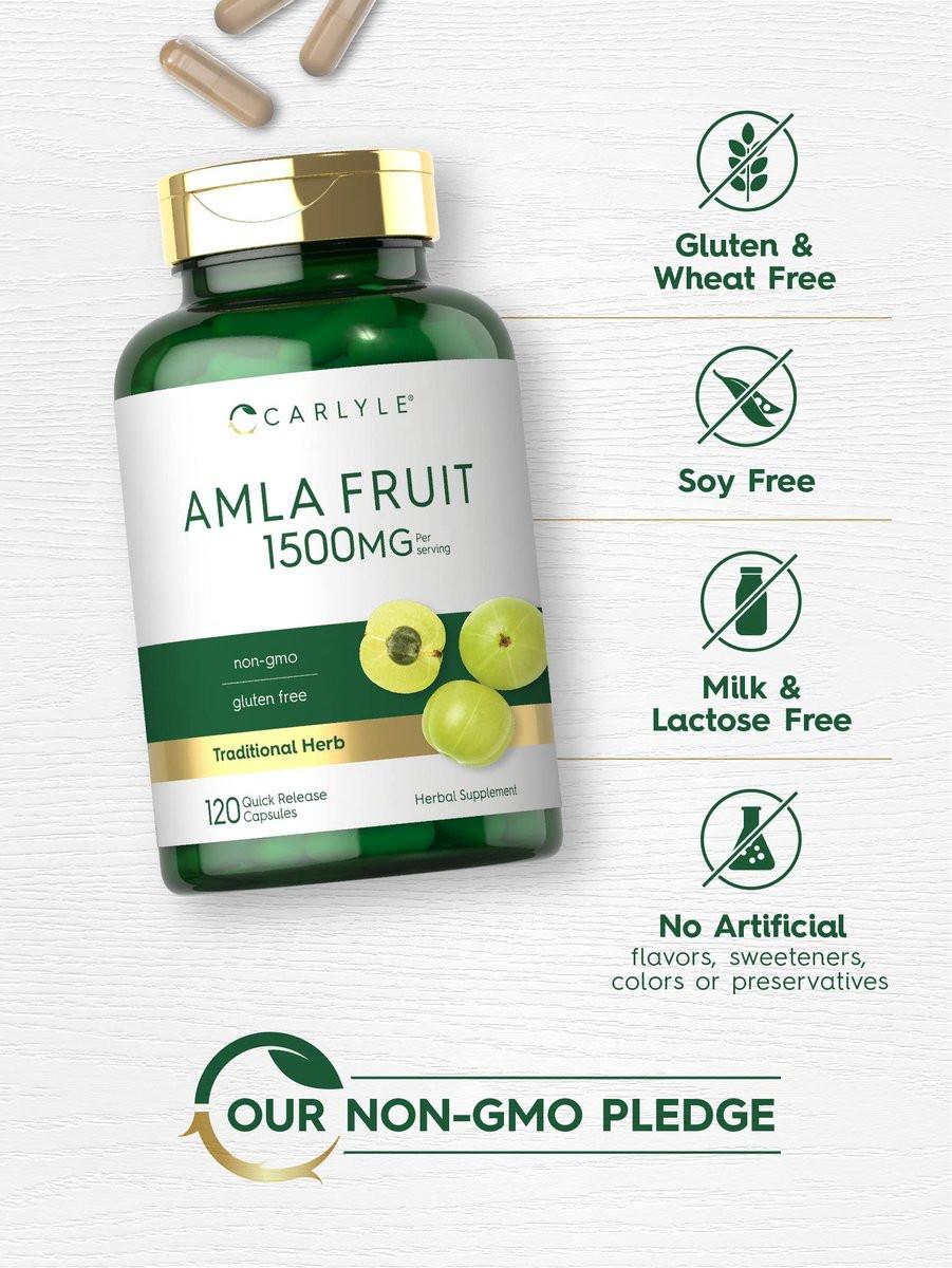 Carlyle Amla Kapseln 1500mg | 120 Stück | Amalaki-Frucht | Pflanzlicher Extrakt | Non-GMO & Glutenfrei