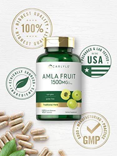 Carlyle Amla Kapseln 1500mg | 120 Stück | Amalaki-Frucht | Pflanzlicher Extrakt | Non-GMO & Glutenfrei
