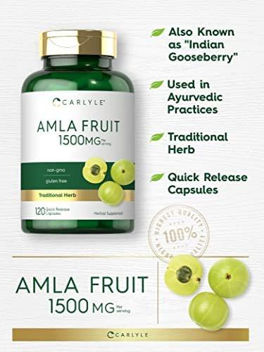 Carlyle Amla Kapseln 1500mg | 120 Stück | Amalaki-Frucht | Pflanzlicher Extrakt | Non-GMO & Glutenfrei