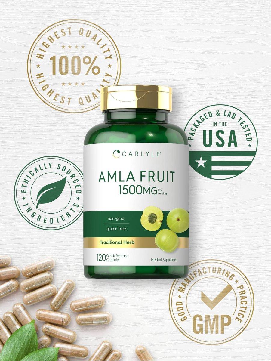 Carlyle Amla Kapseln 1500mg | 120 Stück | Amalaki-Frucht | Pflanzlicher Extrakt | Non-GMO & Glutenfrei