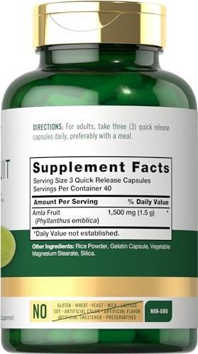 Carlyle Amla Kapseln 1500mg | 120 Stück | Amalaki-Frucht | Pflanzlicher Extrakt | Non-GMO & Glutenfrei