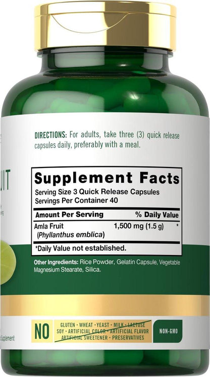 Carlyle Amla Kapseln 1500mg | 120 Stück | Amalaki-Frucht | Pflanzlicher Extrakt | Non-GMO & Glutenfrei