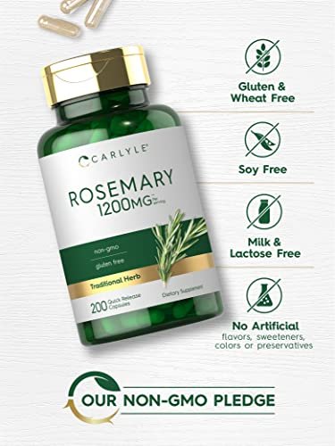 Carlyle Rosmarin Kapseln | 200 Stück | Non-GMO & Glutenfrei Extrakt