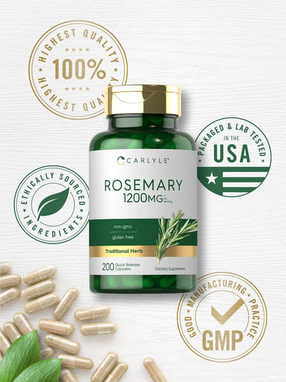 Carlyle Rosmarin Kapseln | 200 Stück | Non-GMO & Glutenfrei Extrakt