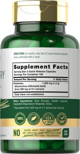Carlyle Rosmarin Kapseln | 200 Stück | Non-GMO & Glutenfrei Extrakt