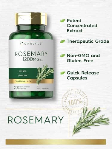 Carlyle Rosmarin Kapseln | 200 Stück | Non-GMO & Glutenfrei Extrakt