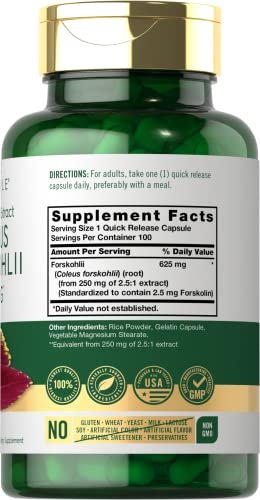 Carlyle Coleus Forskohlii Kapseln | 100 Stück | Forskolin Standardisierter Extrakt | Non-GMO & Glutenfrei