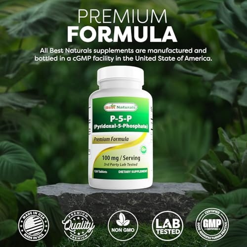 Best Naturals P5P Vitamin B6 (Pyridoxal 5-Phosphat) 100 mg/Portion – 120 Tabletten – Aktive Form von Vitamin B6