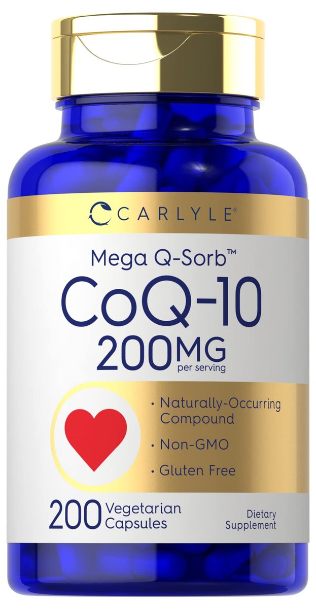 Carlyle CoQ10 200 mg | 200 Kapseln | Mega Q-Sorb Coenzym Q-10 | Vegetarisch, Nicht-GVO, Glutenfrei