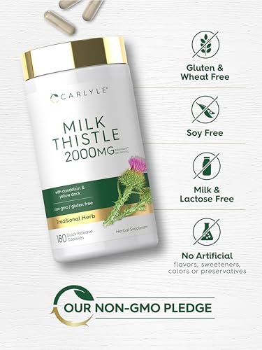 Carlyle Mariendistel | 180 Kapseln | mit Löwenzahn & Gelbwurzel | Non-GMO, Glutenfrei