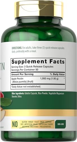 Carlyle Apfelpektin Kapseln | 1950 mg | 150 Kapseln | Nicht-GVO & Glutenfrei Pflanzliches Nahrungsergänzungsmittel