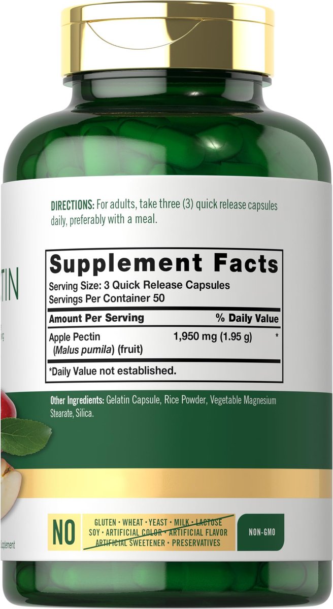 Carlyle Apfelpektin Kapseln | 1950 mg | 150 Kapseln | Nicht-GVO & Glutenfrei Pflanzliches Nahrungsergänzungsmittel