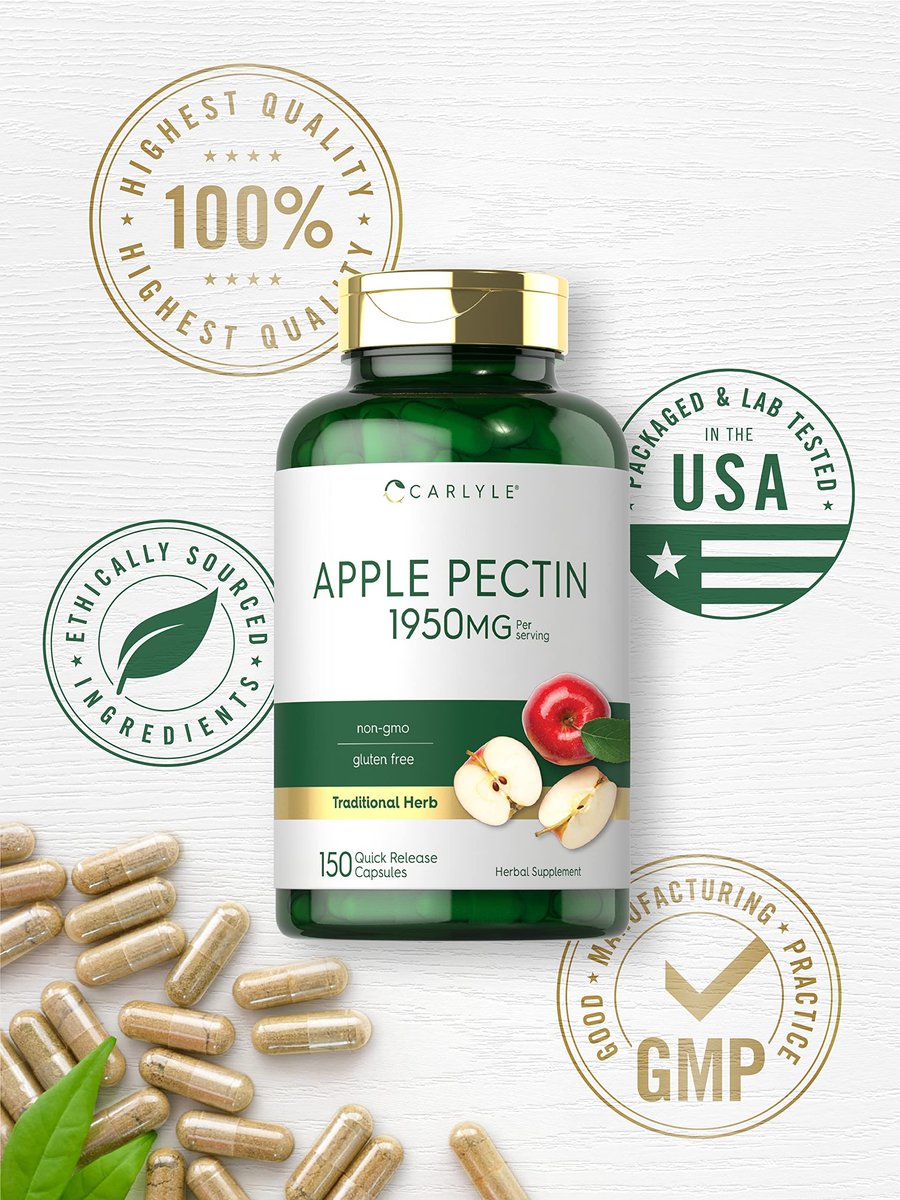 Carlyle Apfelpektin Kapseln | 1950 mg | 150 Kapseln | Nicht-GVO & Glutenfrei Pflanzliches Nahrungsergänzungsmittel