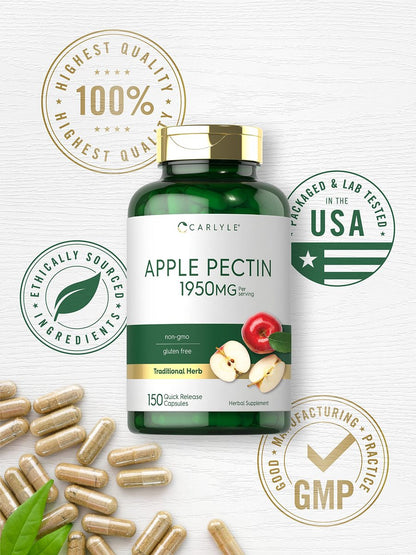 Carlyle Apfelpektin Kapseln | 1950 mg | 150 Kapseln | Nicht-GVO & Glutenfrei Pflanzliches Nahrungsergänzungsmittel