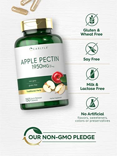 Carlyle Apfelpektin Kapseln | 1950 mg | 150 Kapseln | Nicht-GVO & Glutenfrei Pflanzliches Nahrungsergänzungsmittel