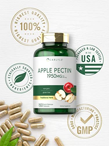 Carlyle Apfelpektin Kapseln | 1950 mg | 150 Kapseln | Nicht-GVO & Glutenfrei Pflanzliches Nahrungsergänzungsmittel