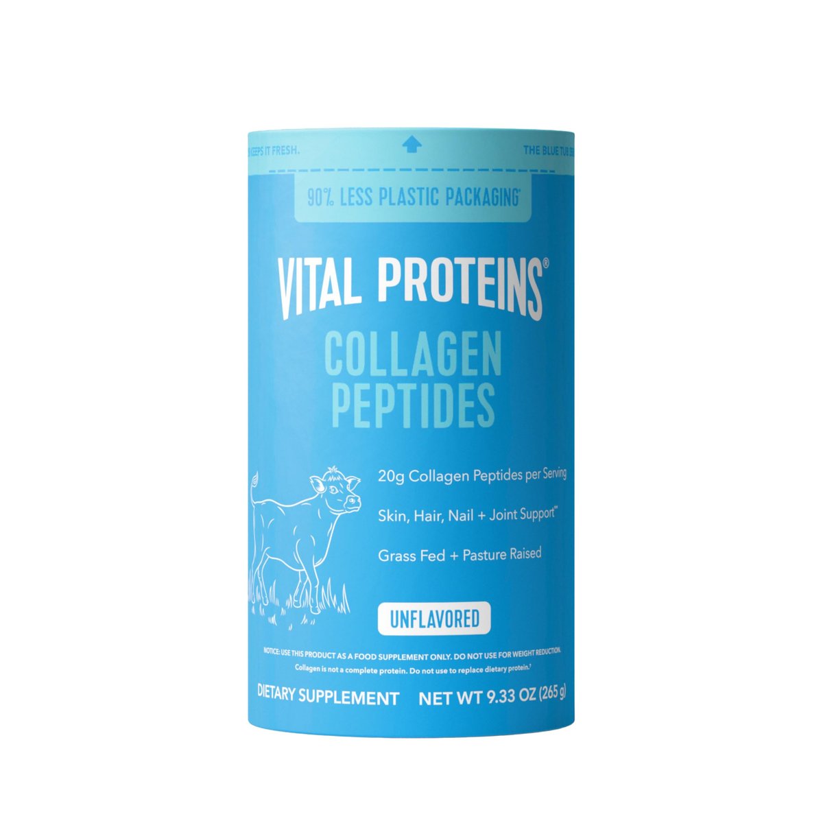 Vital Proteins Kollagen-Peptide-Pulver – Unterstützt Haar, Nägel, Haut, Knochen & Gelenke, ungesüßt, Kollagenprotein 9,33 Unzen
