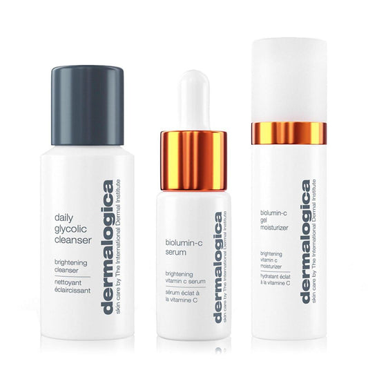 Dermalogica Daily Brightness Boosters Facial Skin Care Kit – BioLumin-C Serum, Gel Moisturizer & Daily Glycolic Cleanser