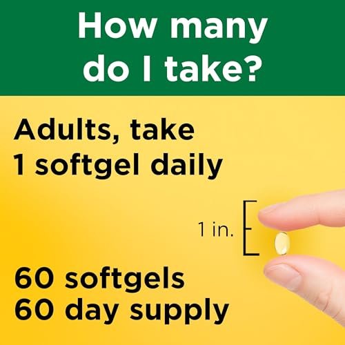 Nature Made Vitamin D3 10000 IE (250 mcg) Maximale Stärke – Nahrungsergänzungsmittel für Knochen- und Immununterstützung, 60 Weichkapseln, 60-Tage-Vorrat