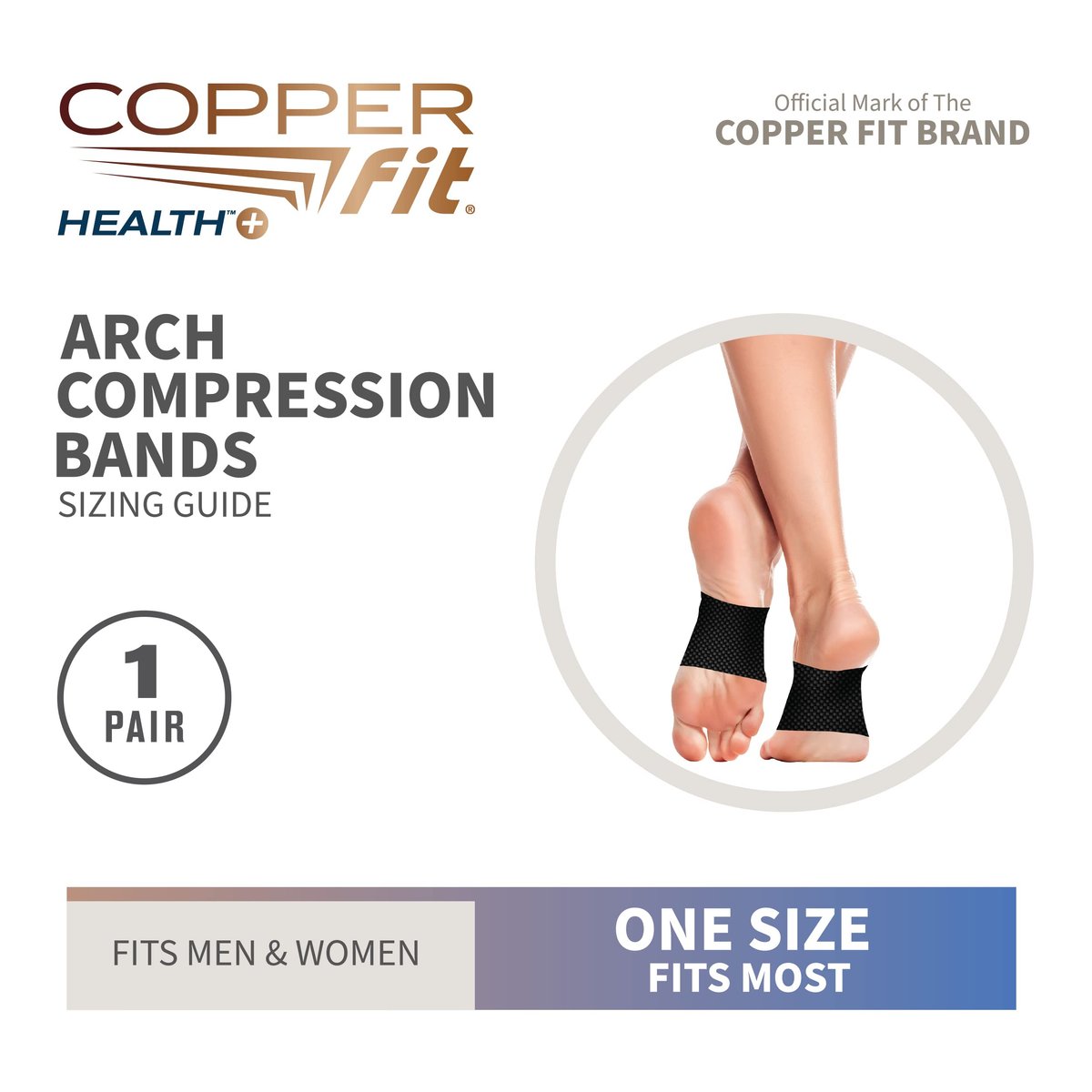 Copper Fit Health Unisex Fußgewölbe-Entlastungs-Kompressionsbänder bei Plantarfasziitis und Schwellungen