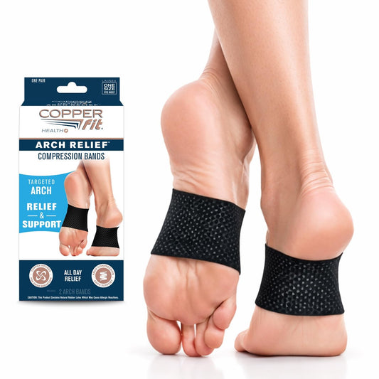 Copper Fit Health Unisex Fußgewölbe-Entlastungs-Kompressionsbänder bei Plantarfasziitis und Schwellungen