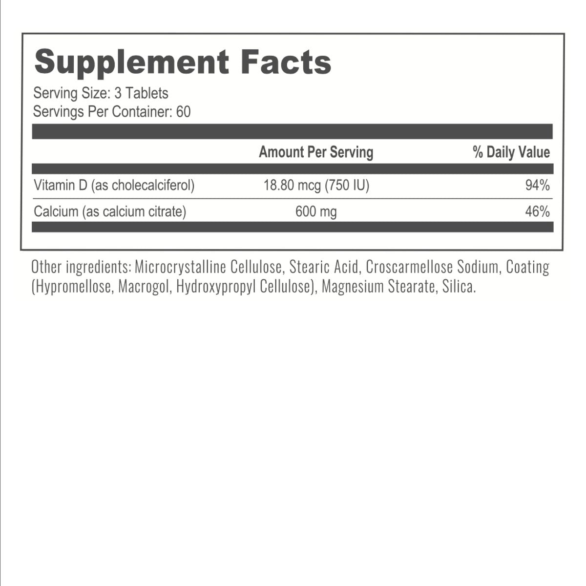 BariatricPal Leicht Schluckbares Calciumcitrat (600 mg) mit D3 überzogene Tabletten – 30-Tage-Vorrat (180 Tabletten)