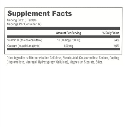 BariatricPal Leicht Schluckbares Calciumcitrat (600 mg) mit D3 überzogene Tabletten – 30-Tage-Vorrat (180 Tabletten)