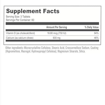 BariatricPal Leicht Schluckbares Calciumcitrat (600 mg) mit D3 überzogene Tabletten – 30-Tage-Vorrat (180 Tabletten)