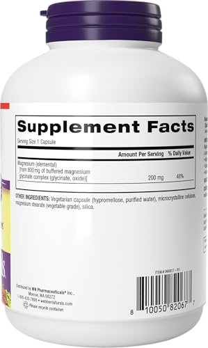 Webber Naturals Magnesium Glycinat Komplex 200 mg, 120 Kapseln – Hochabsorbierend, vegan, für Knochen, Herz, Muskeln & Nerven – 1 pro Tag