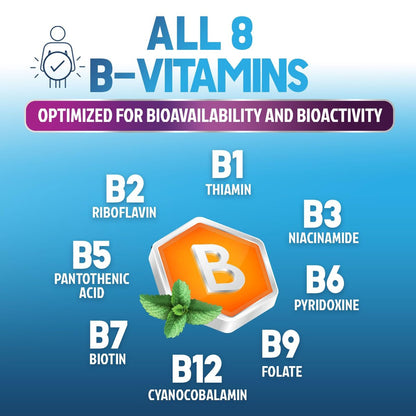 B-Komplex Vitamine Kapseln - Super Complete B-100 Komplex mit Vitamin B12, B6, C, Biotin, Folat & Folsäure für Immun- & Energieunterstützung - Nahrungsergänzung für Herz, Gehirn & Nerven - 120 Kapseln