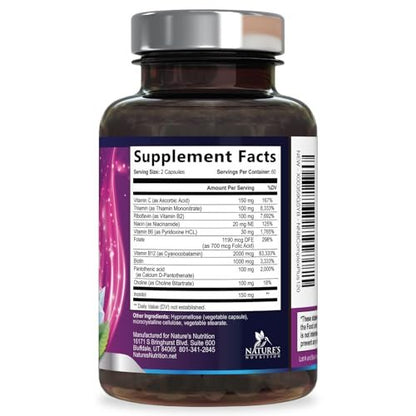 B-Komplex Vitamine Kapseln - Super Complete B-100 Komplex mit Vitamin B12, B6, C, Biotin, Folat & Folsäure für Immun- & Energieunterstützung - Nahrungsergänzung für Herz, Gehirn & Nerven - 120 Kapseln