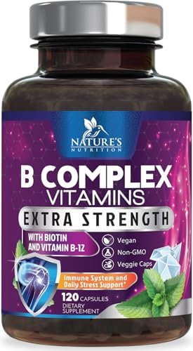 B-Komplex Vitamine Kapseln - Super Complete B-100 Komplex mit Vitamin B12, B6, C, Biotin, Folat & Folsäure für Immun- & Energieunterstützung - Nahrungsergänzung für Herz, Gehirn & Nerven - 120 Kapseln