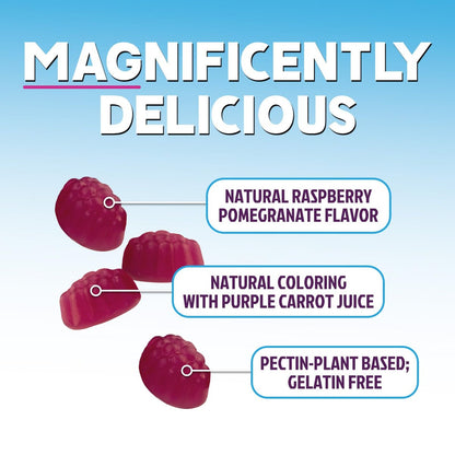 Magnesiumcitrat Gummibärchen – Hochdosierte Magnesium Gummies für Erwachsene & Kinder – Verbesserte Bioverfügbarkeit – Vegane Formel – Leckerer Himbeergeschmack – 60 Gummies