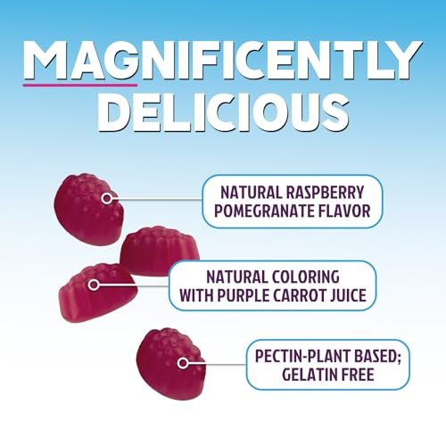 Magnesiumcitrat Gummibärchen – Hochdosierte Magnesium Gummies für Erwachsene & Kinder – Verbesserte Bioverfügbarkeit – Vegane Formel – Leckerer Himbeergeschmack – 60 Gummies