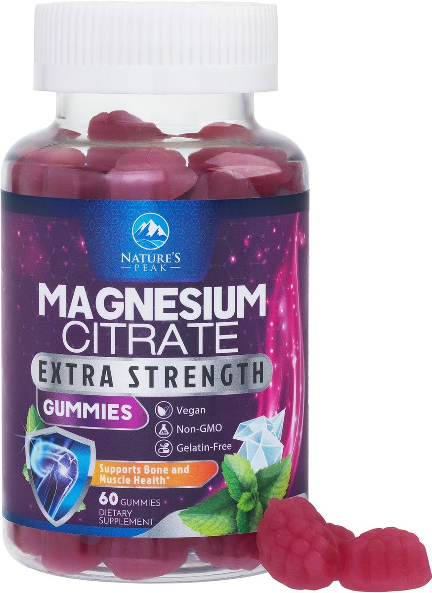 Magnesiumcitrat Gummibärchen – Hochdosierte Magnesium Gummies für Erwachsene & Kinder – Verbesserte Bioverfügbarkeit – Vegane Formel – Leckerer Himbeergeschmack – 60 Gummies